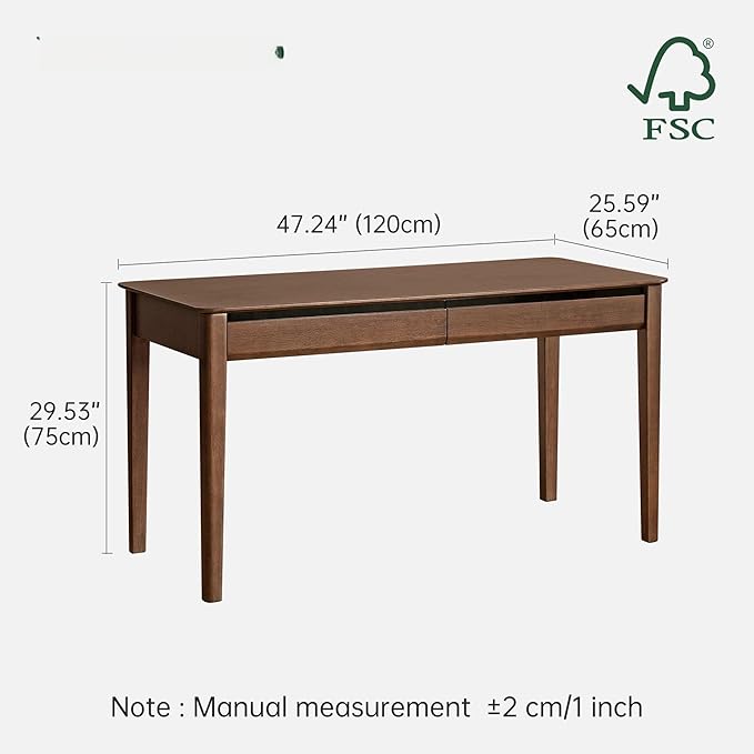 Retro Solid Wood Computer Desk, Office Writing Desk with Storage Drawers for Home Office, Study, Bedroom 47.24" W