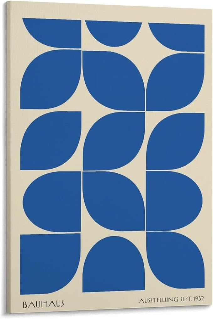 FideMm Bauhaus Poster Wall Art,Exhibition Wall Art, Stylish Mid Century Home Decor Poster for Room Aesthetics Canvas Wall Art Poster And Print Frame-style 24x36inch(60x90cm)