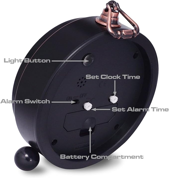 Vintage Analog Alarm Clock, 5.25 inch Small Silent Desk Clock with Night Light, Battery Operated for Table, Bedroom, Bedside, Living Room, Gift Clock (Classic2046)