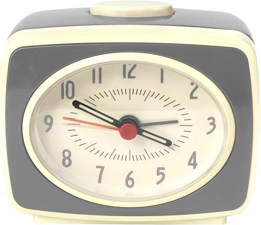 Alarm Clock Grey Small Silent Movement Vintage Classic Style Battery Powered Small Alarm Clock