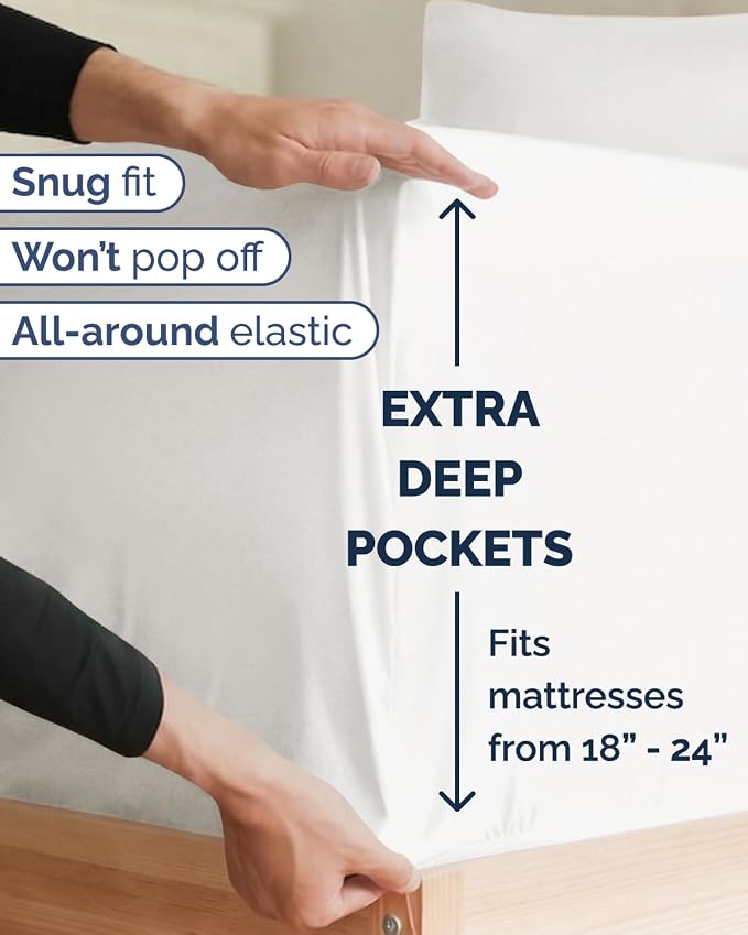 Extra Deep Twin XL Sheet Set - 4 Piece College Dorm Bed Sheets Set with Extra Deep Pockets - Ultra-Soft, Comfy & Breathable Bedding for Women, Men, Kids & Teens - Wrinkle & Fade Free - Antique White