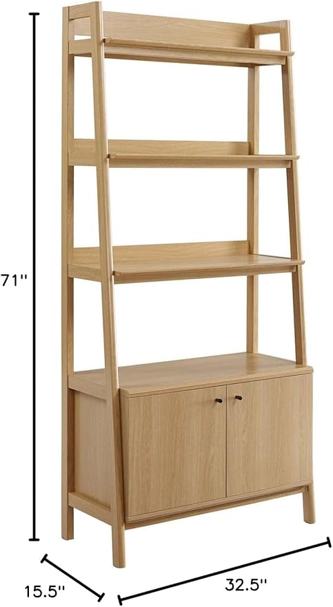 Modway 33" Bookshelf Display Case in Oak