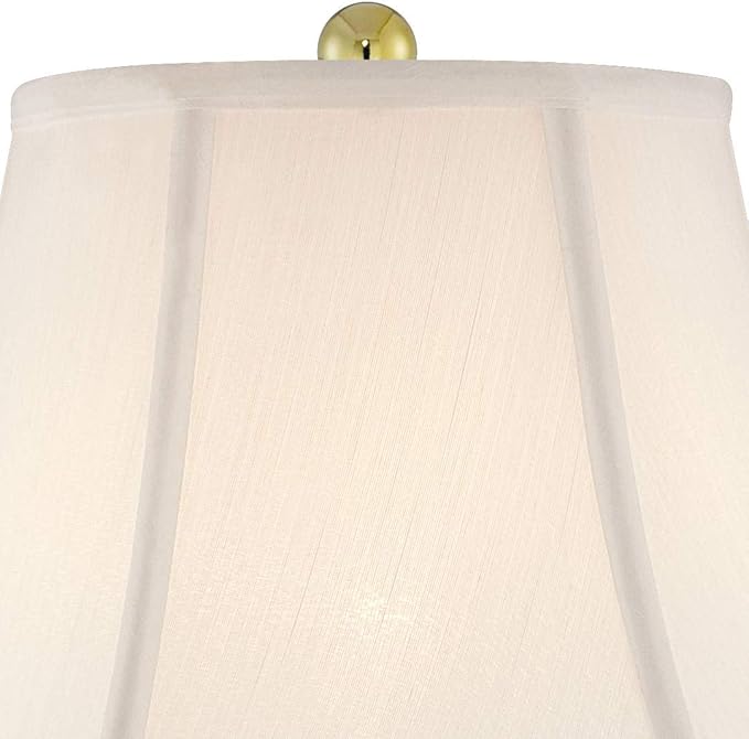 Regency Hill Traditional Glam Luxury Table Lamps 26.5" High Set of 2 Clear Glass Urn Brass Gold Metal White Cream Bell Shade Decor for Living Room Bedroom House Bedside Nightstand Home