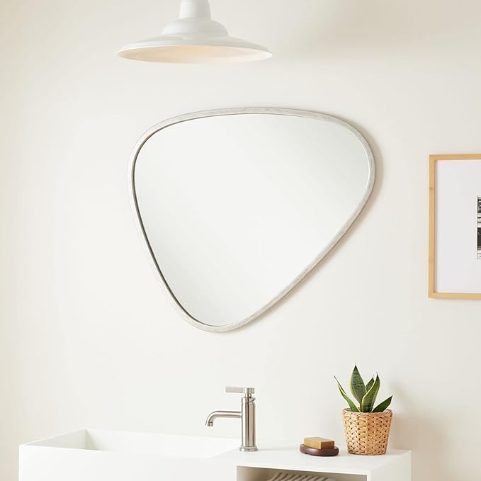 Signature Hardware 484228 Platt 30-3/4" x 33-1/4" Asymmetrical Framed Bathroom Mirror - Antique Silver