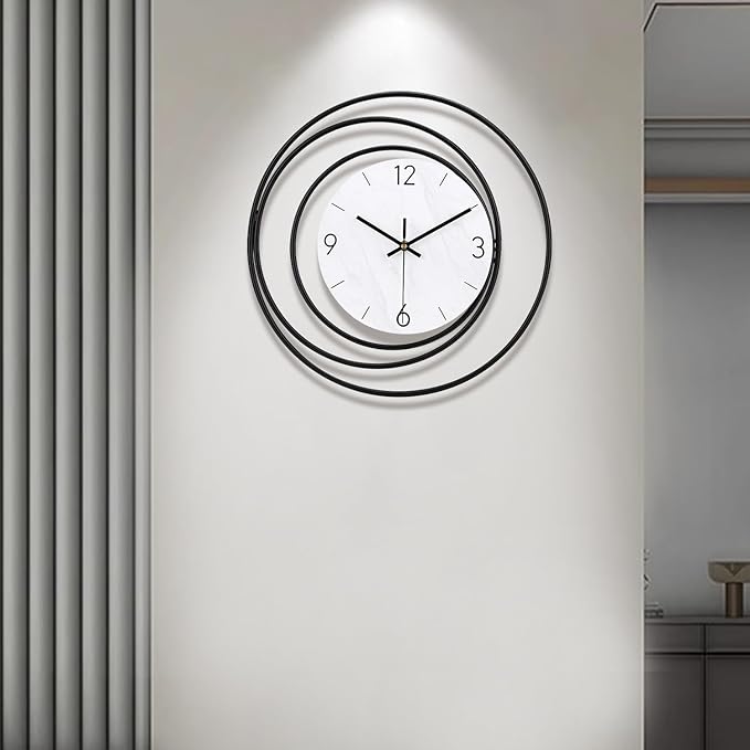 Decorative Wall Clock,Silent Non-Ticking Quality Quartz Movement Battery Operated,Large Wall Clocks for Living Room Kitchen Home Bathroom Bedroom Wall Decor,16x16inch,White