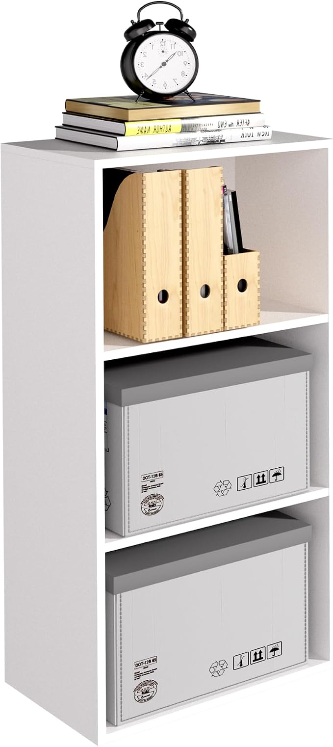 Wooden 3 Cube Storage Organizer, 3 Tier Low Bookcase Freestanding Storage Display Organizer,Versatile Cubes Shelf and Cubby Unit for Any Space 15.7inch