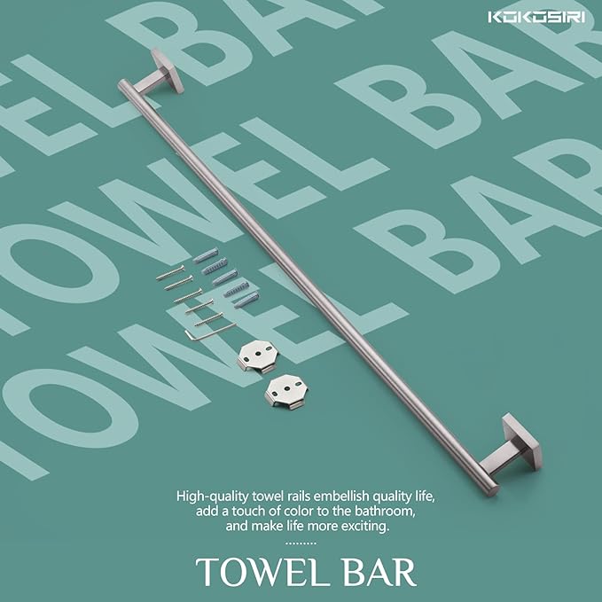 KOKOSIRI Towel Holder Bathroom Accessory Towel Bar for Bath Kitchen Necklace Holder 32 Inch Brushed Nickel Stainless Steel B4005BR-L32
