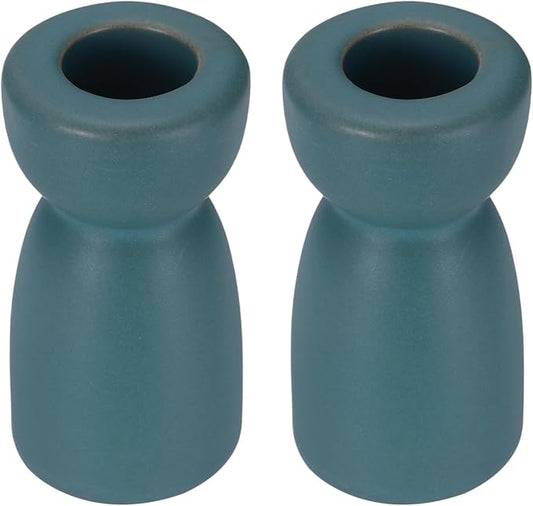 uxcell 2 Pack Candlestick Holder Blue Ceramic Taper Candle Holder Candle Stand Holders Modern Style Decoration for Centerpiece Tabletops Anniversary