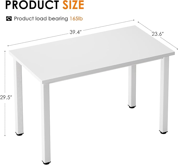 Need Small Desk, 39.4 inches Sturdy Writing Desk for Small Spaces, Small Computer Desk Teens Desk Study Table Laptop Desk Home Office Desk, White