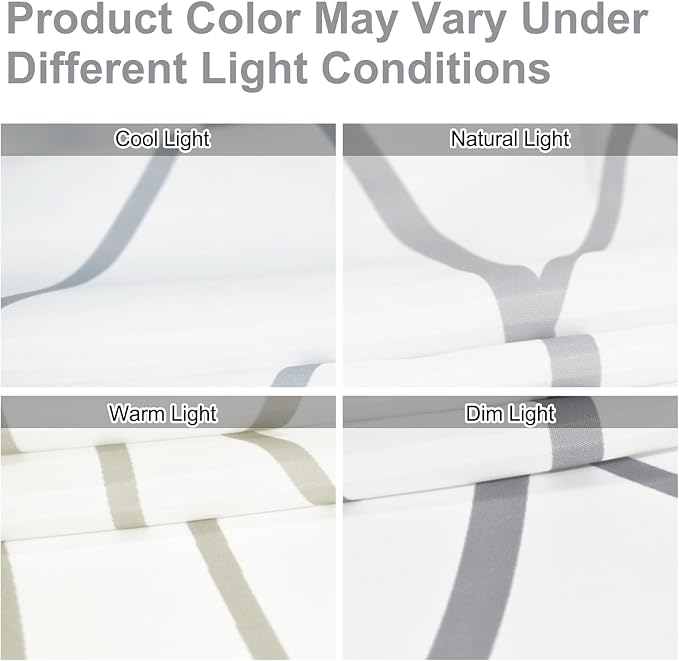 Punkray Grey and White Striped Polyester Shower Curtain for Bathroom with Hooks, Weighted Hem, Waterproof Bath Accessories Hotel Style - Machine Washable, 72 x 78