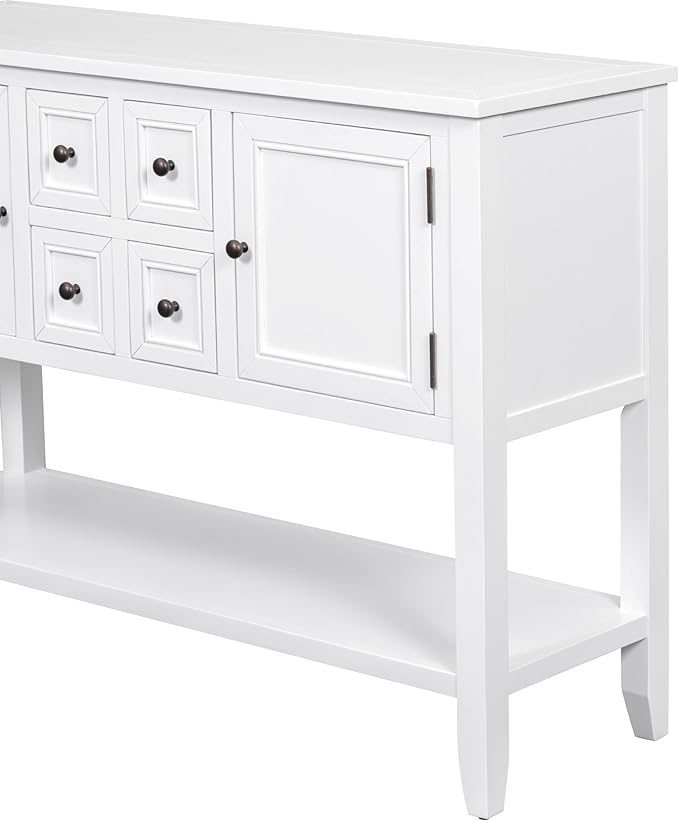 Merax Sideboard Buffet Cabinet with Storage, Rustic Storage Cabinet Console Table, White