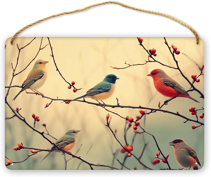 Retro Blue Bird Wooden Art, Vintage Nature-Inspired 12x8 Inch Wall Decors, Perfect for Nature Fans & Cheerful Home Aesthetics
