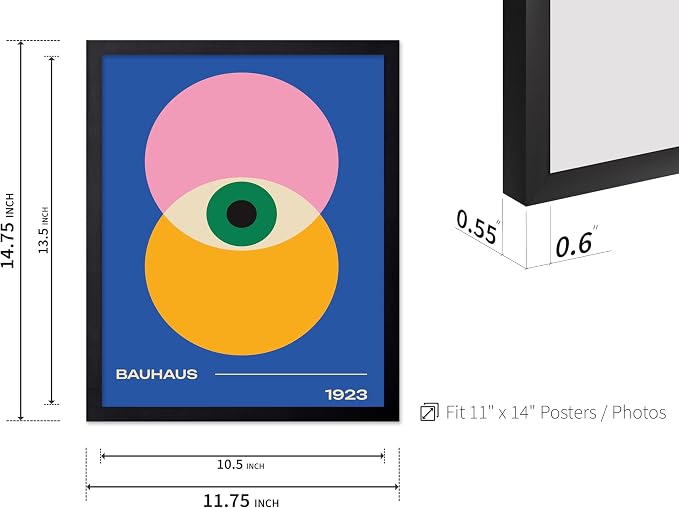 Poster Master Bauhaus Poster - Eye Print - Layered Circles ART - Graphic Design - Geometric Style - Chic Boho ART - Mid Century Modern - Living Room or Bedroom Decor - 11x14 Black Framed