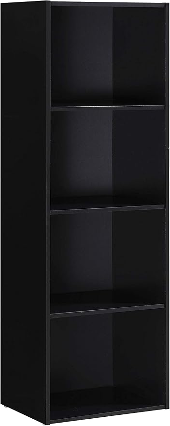 Hodedah 4-Shelf Bookcase in Black