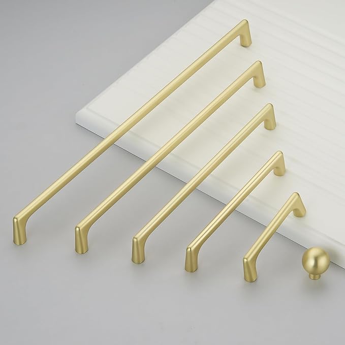 Lardmon 10 Pack Brushed Gold Cabinet Knobs Drawer Knobs 1 Inch(25mm) Diameter Modern Single Hole Cabinet Pulls Solid Kitchen Knobs Cabinet Handles Heavy Duty Kitchen Hardware for Dresser