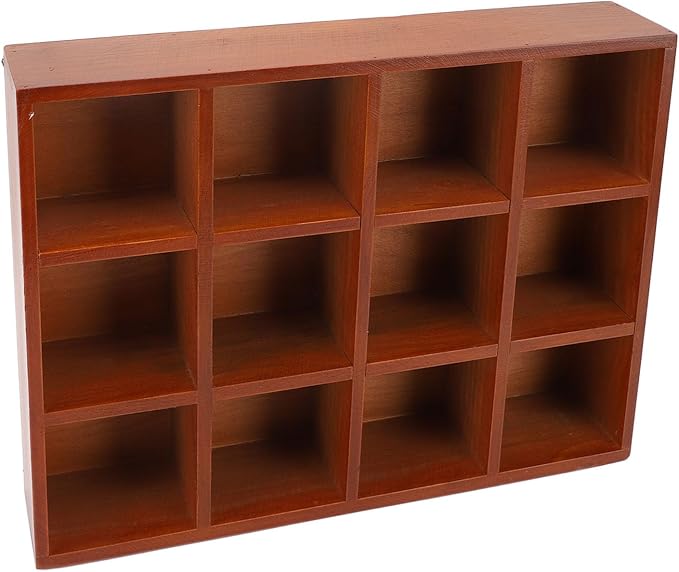 Wood Desktop Organizer, 12 Compartments Multifunctional Tabletop Storage, Desk Organizer with Glossy Edges, Ideal for Office, Home, School, Makeup & Cosmetics Supplies