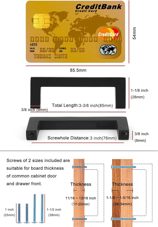 KOOFIZO Solid Square Bar Cabinet Handle - Brushed Gold Furniture Pull, 3 Inch/76mm Screwhole Distance, 10-Pack for Kitchen Cupboard Door, Bedroom Dresser Drawer, Bathroom Wardrobe Hardware