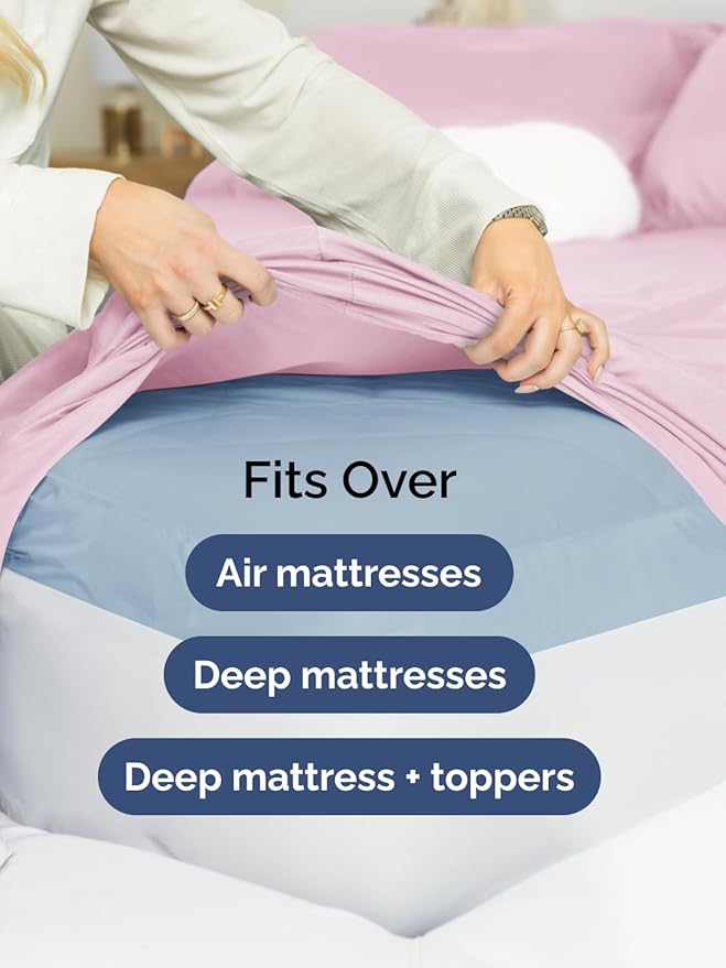 Extra Deep King Sheet Set - 6 Piece Breathable and Cooling Sheets - Hotel Luxury Bedding for Women, Men, Kids & Teens - Easy & Secure Fit - Soft, Wrinkle Free & Comfy - Extra Deep Pockets - Light Pink