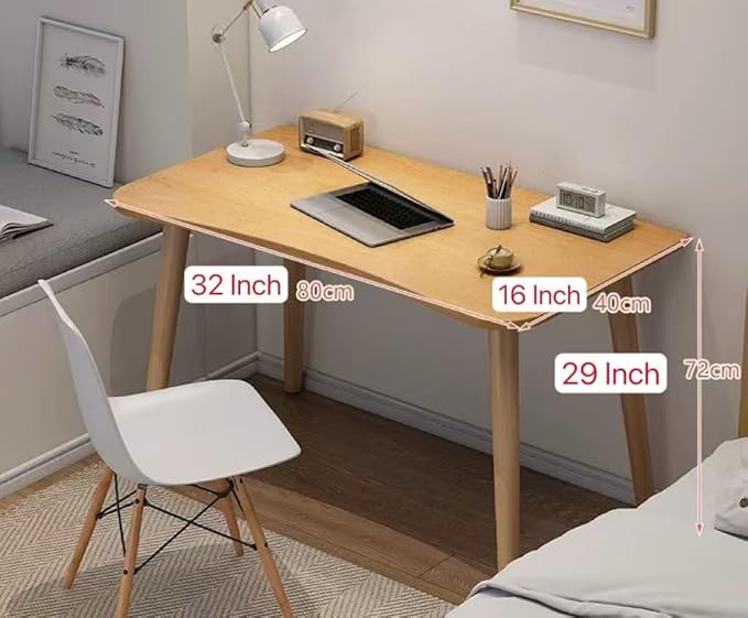 Modern Wooden Computer Desk, Curved Edge Design, Natural Oak Finish (Nordic Maple Color, 32 * 16 * 29.2)