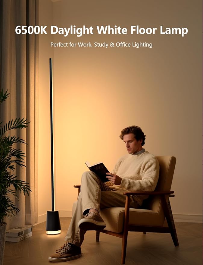 Floor Lamp, RGBICWW Led Floor Lamp with Bluetooth Speaker & White Noise, Coner Lamp Compatible with Alexa/Google Assistant, 12 White Noise Modes, Floor lamp for Bedroom, Living Room.