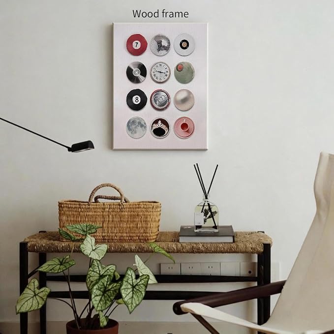 Disco Lucky 8 Ball Poster Trendy Music Record Aesthetic Wall Art Modern Preppy Cool 7 Ball Prints Bar Cart Wall Decor for Living Room 012X16 inch Wood Framed