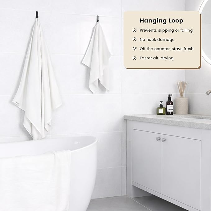 SEMAXE White Bath Towels Set of 4, 100% Cotton Luxury Bathroom Towels, Soft, Absorbent, and Quick-Drying, 55"x27", Perfect for Hotels, Gyms, and Spas