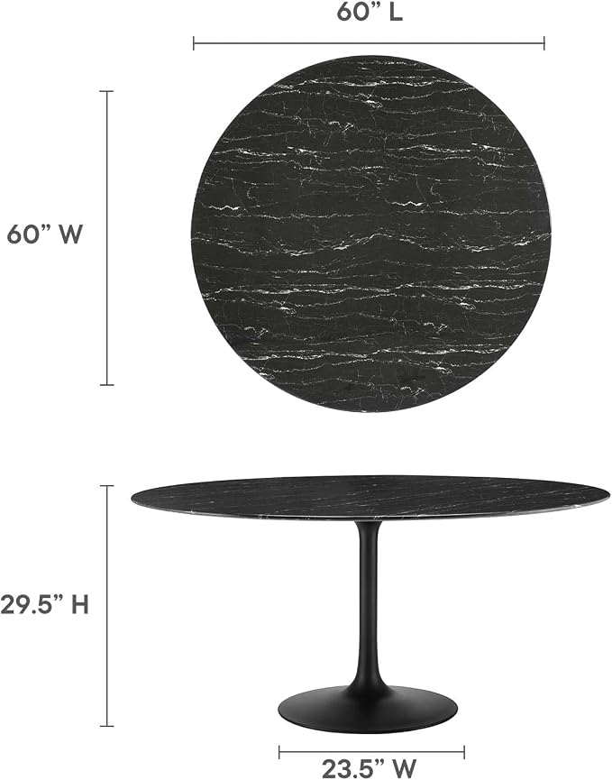 Modway Lippa Dining Table, 60", Black Black