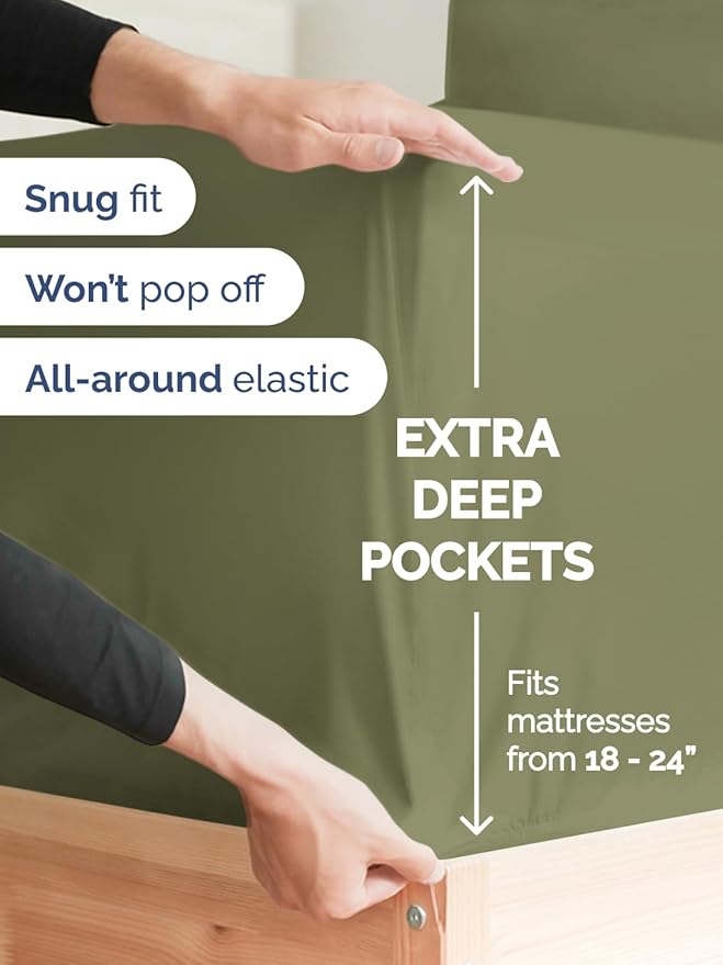 Extra Deep King Sheet Set - 6 Piece Breathable and Cooling Sheets - Hotel Luxury Bedding for Women, Men, Kids & Teens - Easy & Secure Fit - Soft, Wrinkle Free & Comfy - Extra Deep Pockets - Sage Green