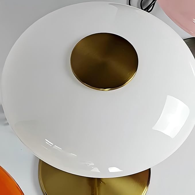 Table Lamp, Metal and Glass Modern Bedside Lamp, Decorative Table Light, Table Lamp for Living Room Bedroom Study Room, 12.6 * 16.5 Inch, Gold & White