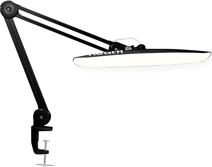 Neatfi XL Nail Desk Lamp with Clamp, 2200 Lumens, 20-Inch Wide Head, Dimmable 4 Levels, 3 Color Modes 3000K–6000K, LED Task Light for Manicure Table, Crafts, Workbench, Office (CCT, Black)