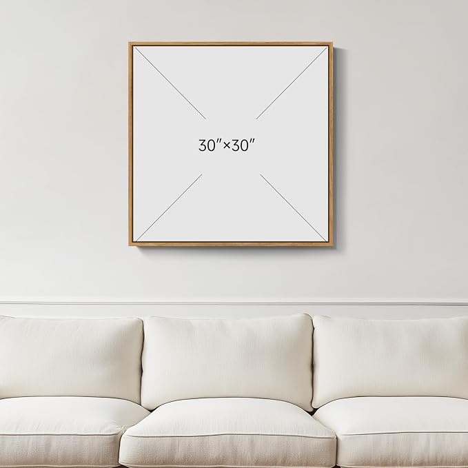 Large 3D Textured Framed White Abstract Wall Art, Square Modern Paintings Artwork for Walls, Minimalist White Geometric Block Pictures for Living Room Bedroom Office Hallway Wall Decor 30x30 In