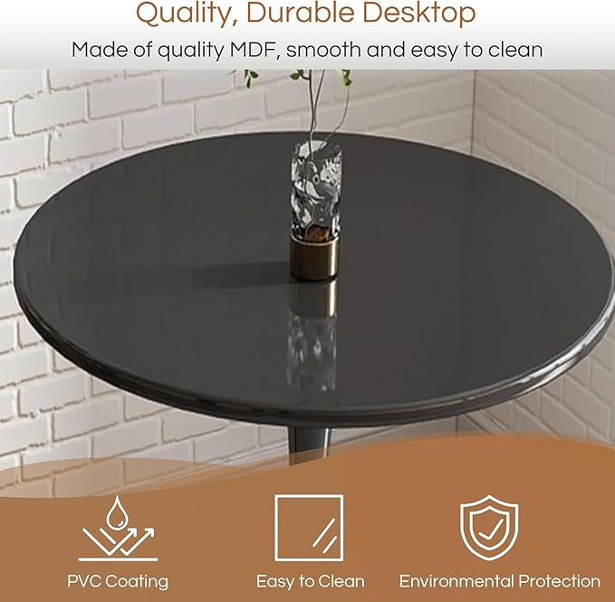 23.6 Inch Black Round Dining Table,Mid-Century Modern Black Tulip Table Kitchen Dining Table with MDF Table Top and Pedestal Base for Home Kitchen 2-4 Person