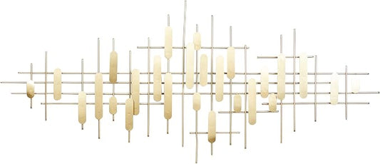 CosmoLiving by Cosmopolitan Metal Geometric Home Wall Decor Geometric Layered Wall Sculpture, Wall Art 58" x 2" x 25", Gold