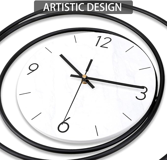 Decorative Wall Clock,Silent Non-Ticking Quality Quartz Movement Battery Operated,Large Wall Clocks for Living Room Kitchen Home Bathroom Bedroom Wall Decor,16x16inch,White