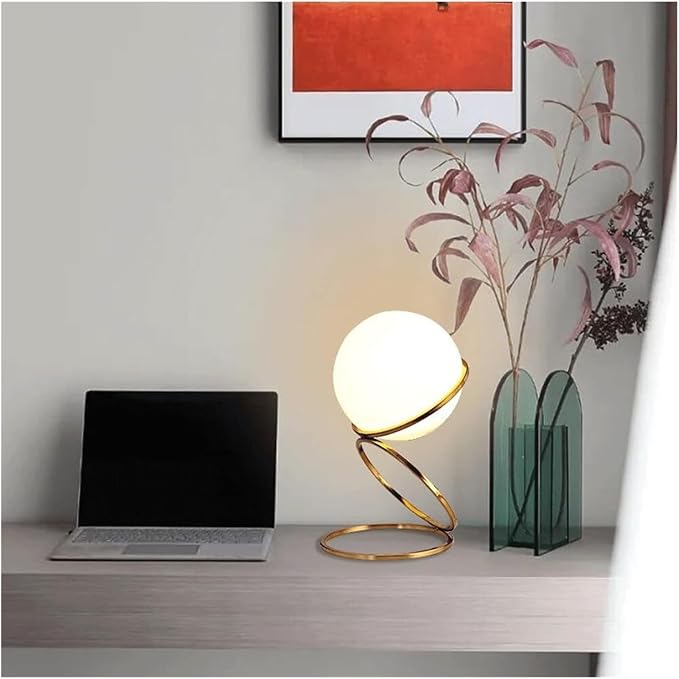 Desk Light Mid Century Modern Desk Lamp Creative Simple Ball Glass Bedside Table Lamp, for Apartment College Dormitory Lighting Fixture