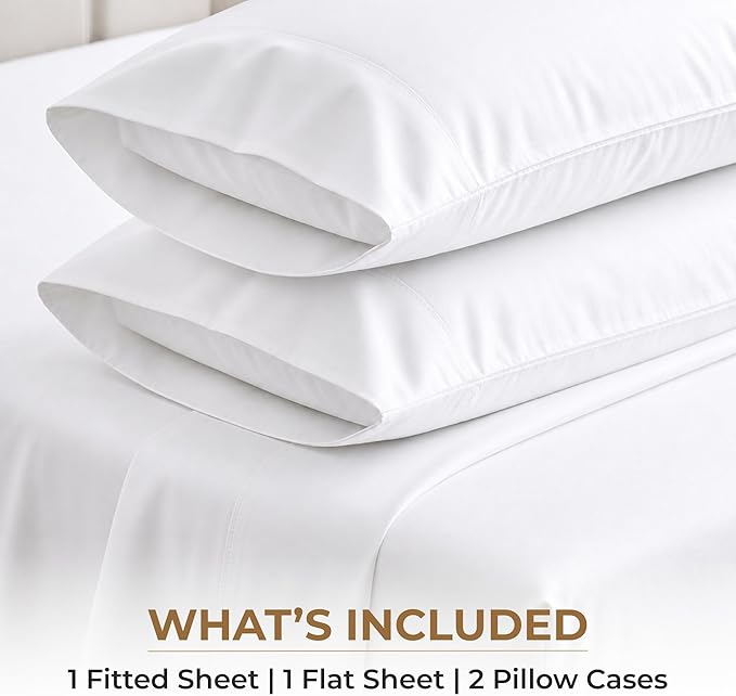SGI bedding 100% Egyptian Cotton Sheets King Size – 600 Thread Count Sheets Set, Soft, Cooling, 15" Deep Pocket, Luxury Hotel Bedding, Breathable, Durable - White
