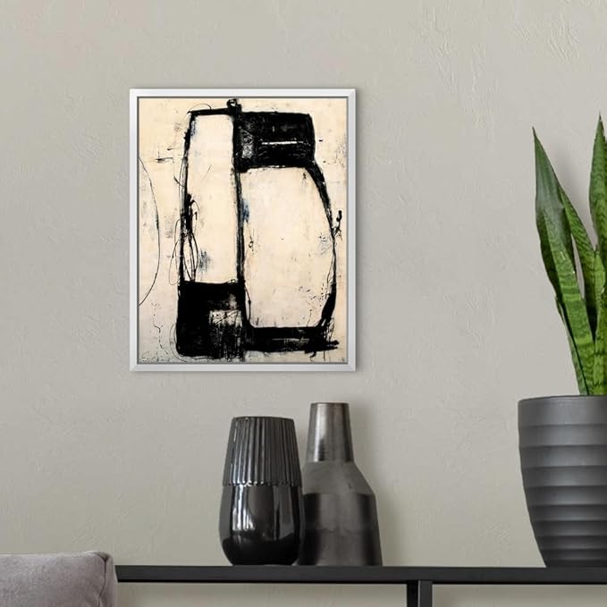 CANVAS ON DEMAND Lazy Dog Walnut Float Framed Canvas Wall Art Print by Erin Ashley, Abstract, Home Decor, Modern Abstract, Artwork,11" x14in