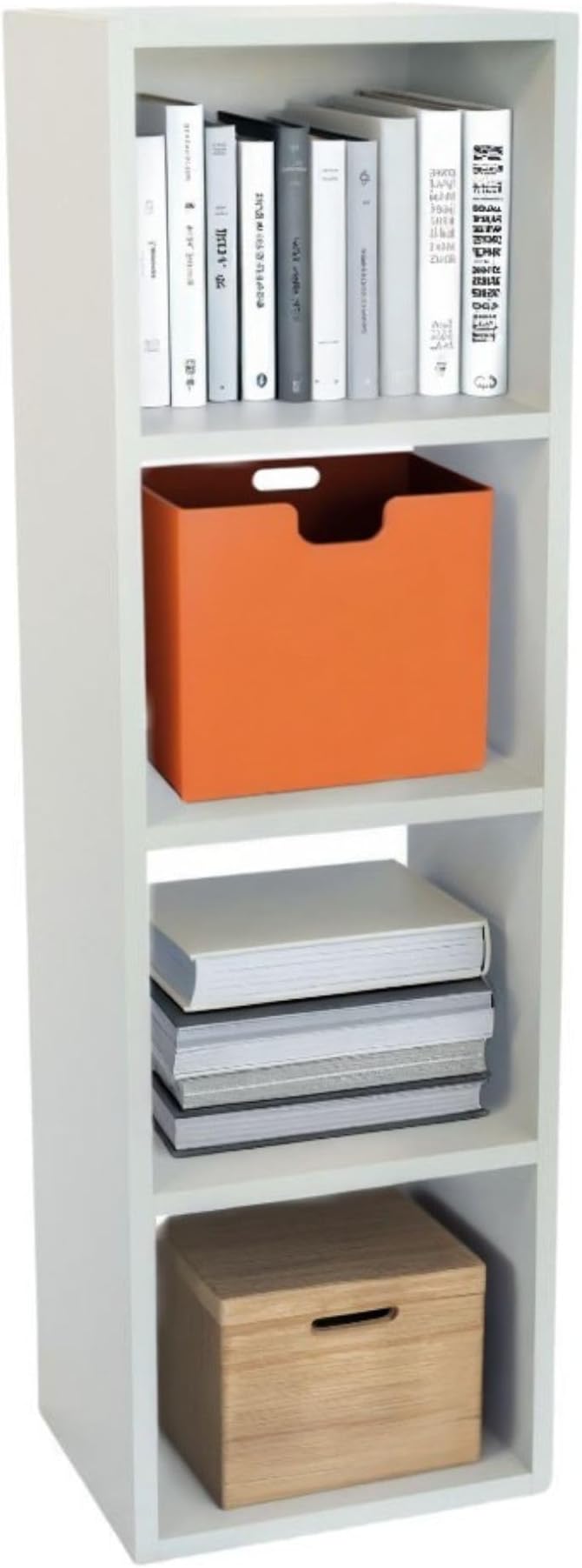 Custom Sized 4-Cube Cubby; Choose color, width, depth, and height. Units are 3/4 inch thick premium grade melamine for strong, solid unit. Easy assembly. Place on the floor or mount on a wall.