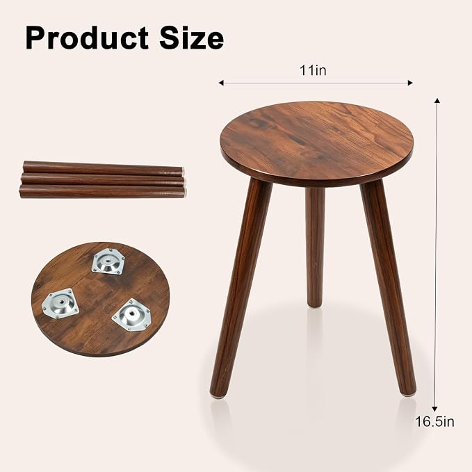 2-Pack Mid Century Plant Stand for Indoor Plants, Modern Wood Flower Pot Holder Stand for Living Room, Decorative Small Round Side Table for Balcony, Patio, Office, 16.5” High, Walnut