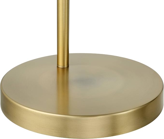 360 Lighting Cora Mid Century Modern Arc Lamps Floor Standing with USB Charging Port 72" Tall Brass Metal White Linen Fabric Drum Shade for Living Room Reading House Bedroom Home Office
