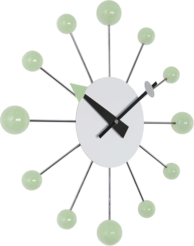 Infinity Instruments Orb Spoke Starburst Wall Clock, Mint Green, 15"