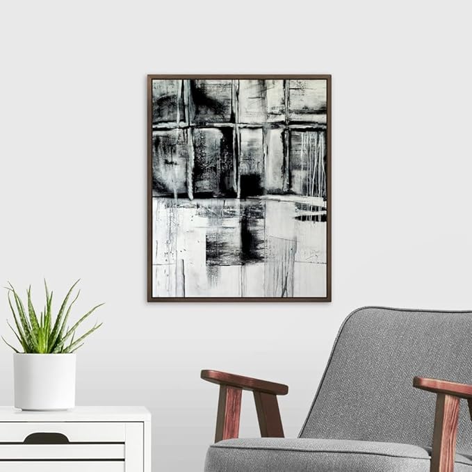 CANVAS ON DEMAND Looking Through Canvas Wall Art Print by Erin Ashley, Contemporary, Abstract, Modern, Home Decor, Black and White Artwork,16" x20in