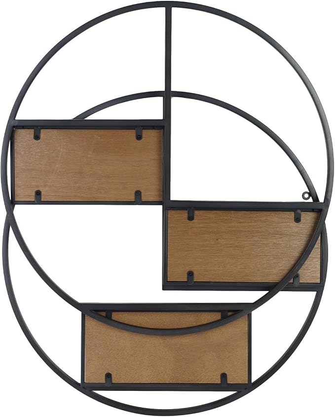 Industrial Style Round Wall Shelves - 3 Tier Metal Hanging Circle Floating Shelves for Bathroom Living Room Wall Decor, 21 Inch