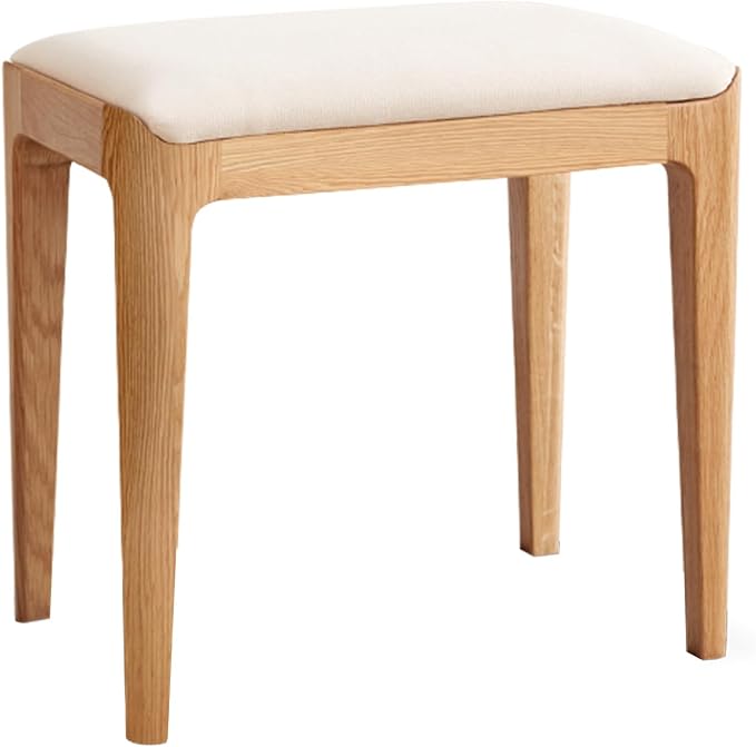 Vanity Stool, Ash Wood Vanity Chair, Wooden Chair for Vanity with Upholstered Cushions for Living Room, Bedroom