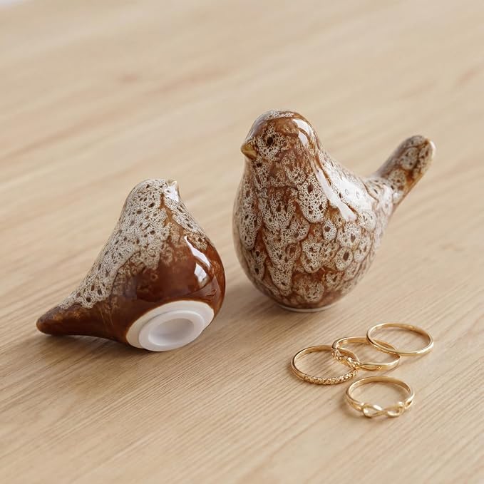 statueBird Statues, Modern Home Decor, Suitable for desks, Bookshelves, bedrooms, Living Rooms, cabinets, and Fireplace Mantel Decorations. Ceramic Animal Statues. (Off-White)