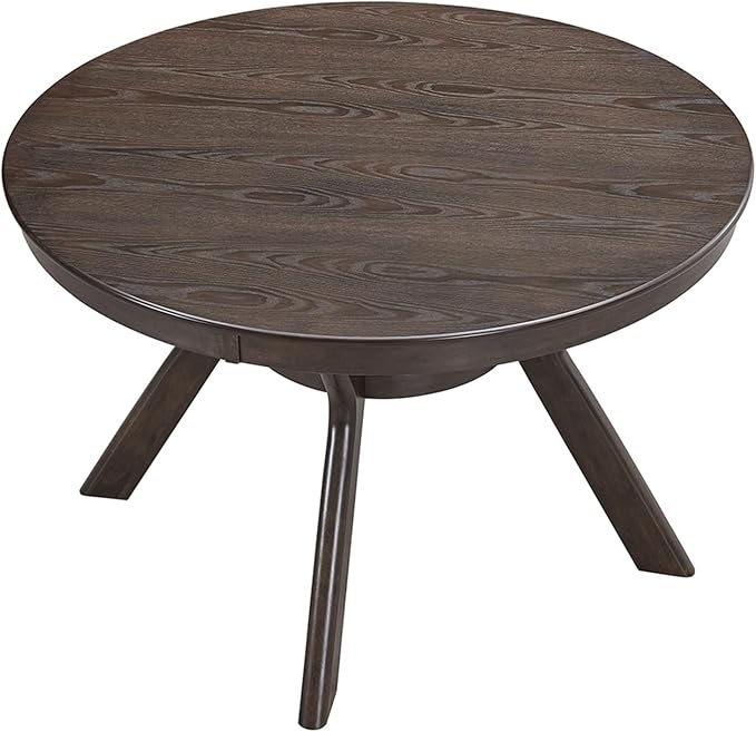 JUSTONE 47.2''Round Dining Table for 4,Modern Kitchen Table Wooden Trestle Pedestal Base,Minimalist Elegant Dining Table for Living Room, Dining Room,Small Space(φ47.2"x29.9"H,Brown)