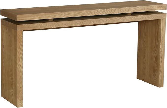 SOFTSEA 60" Console Table, Retro Narrow Sofa Table with Double Board Suspension Design for Living Room, Antique Brown