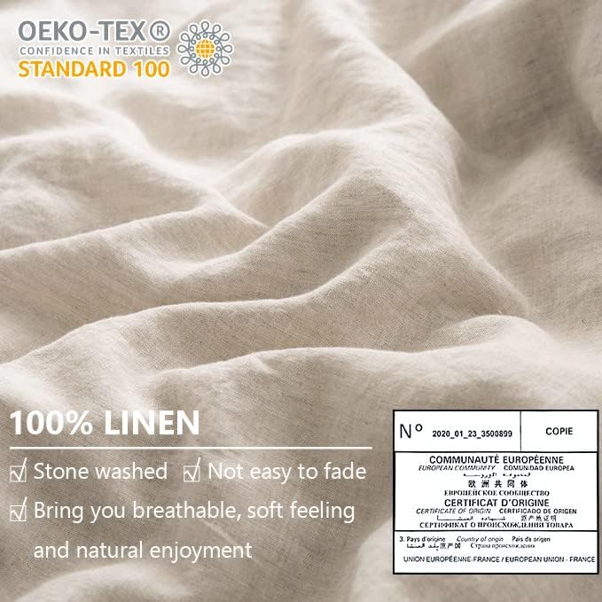 Simple&Opulence 100% Linen Euro Shams with Coconut Button (26'' x 26'') - Pack of 2 - Washed Solid Color Natural Flax Soft Breathable - Linen