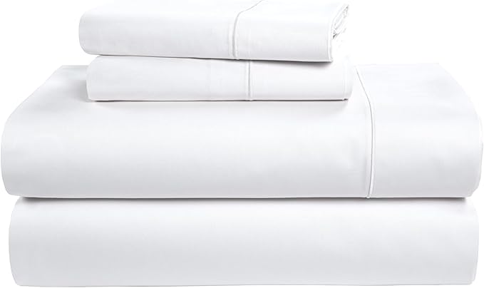 LANE LINEN Ultra Soft Queen Size Sheets Set,100% Egyptian Cotton Mercerized Fully Elasticized with French Seam on Fitted Hotel Like Thick Luxury Bed Sheets Queen Size - Brilliant White