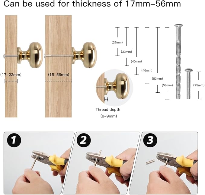 YAGU 10 Pack Polished Brass Kitchen Cabinet Knobs 1-1/8 Inch Round Solid Dresser Drawer Knob Unlacquered Gold Modern Furniture Shiny Pulls and Bright Handles Hardware for Closet Cupboard Wardrobe